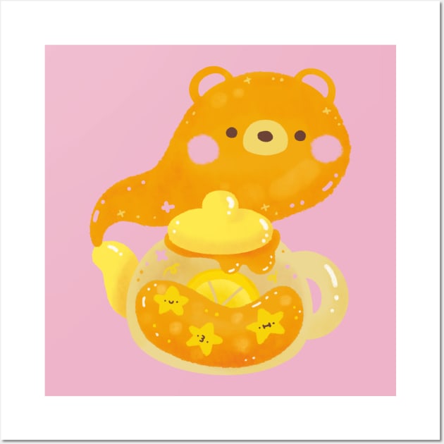 Honey Bear Genie Teapot Wall Art by Figberrytea